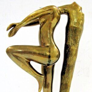Vintage Brass Art Deco Long Haired Nude Woman Sculpture attributed Klara Sever